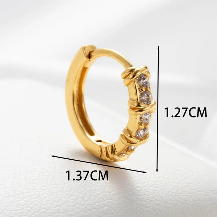 1 piece simple series copper  Gold color colorzircon women's hoop earrings 